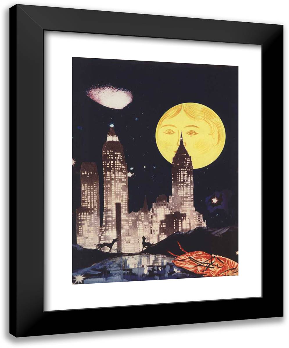The Moon 19x24 Black Modern Wood Framed Art Print Poster by Dali, Salvador
