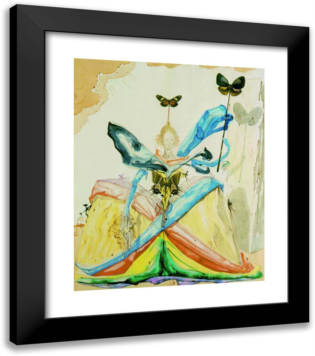 The Queen of the Butterflies 20x23 Black Modern Wood Framed Art Print Poster by Dali, Salvador