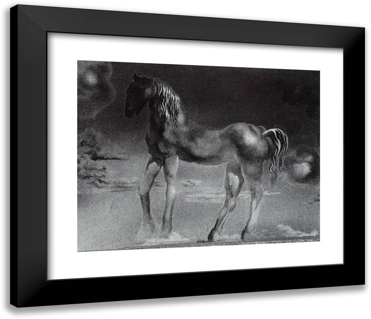 The Unicorn (Unfinished) 23x20 Black Modern Wood Framed Art Print Poster by Dali, Salvador