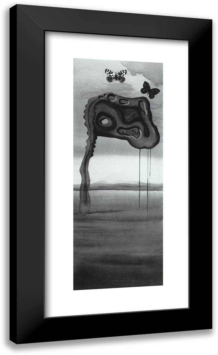 Untitled (Surrealist Landscape) 14x24 Black Modern Wood Framed Art Print Poster by Dali, Salvador