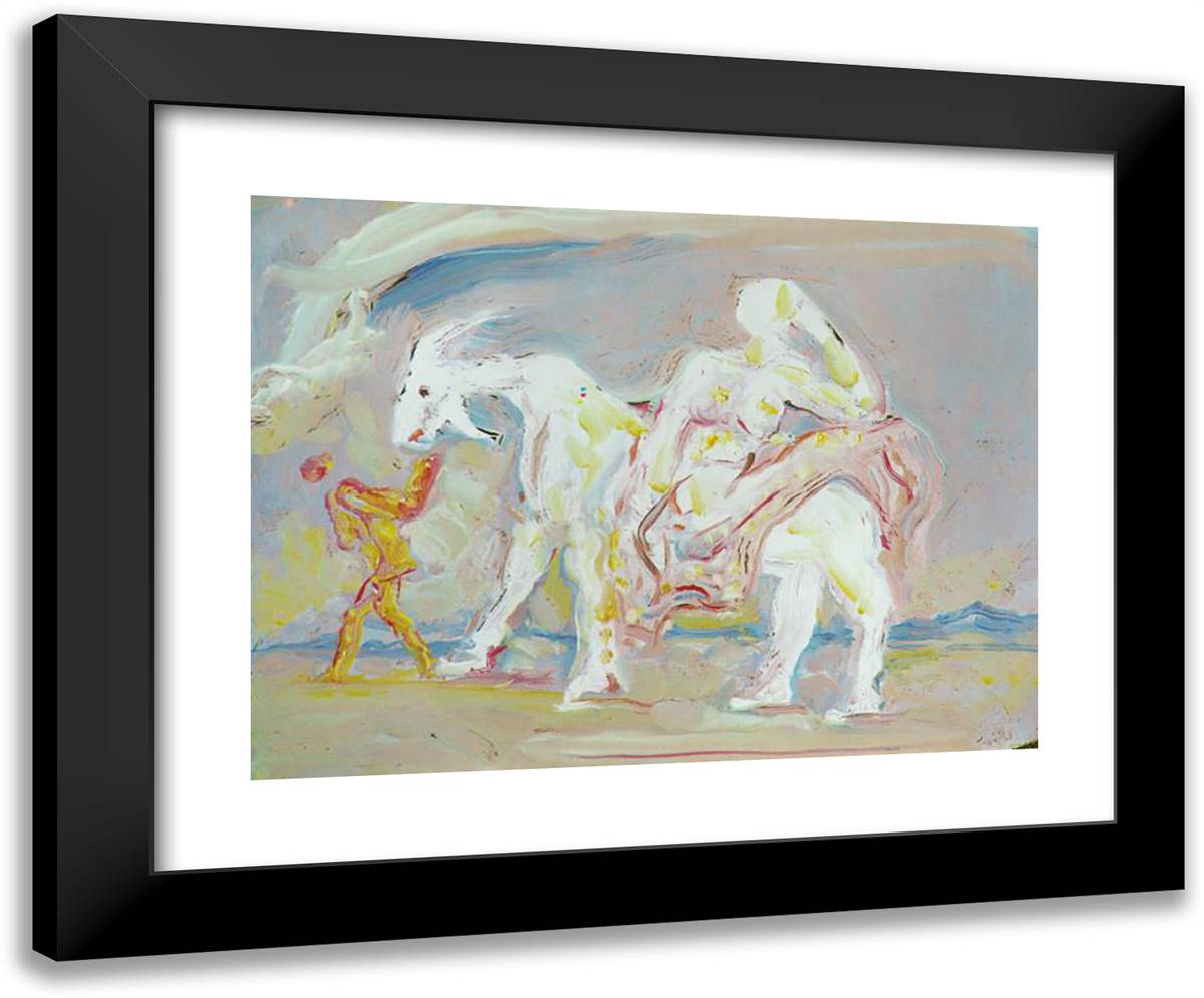 Woman on a Ram 24x20 Black Modern Wood Framed Art Print Poster by Dali, Salvador