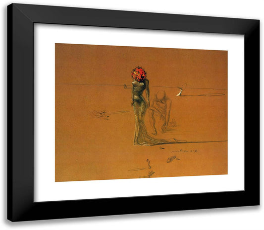 Woman with Flower Head 23x20 Black Modern Wood Framed Art Print Poster by Dali, Salvador