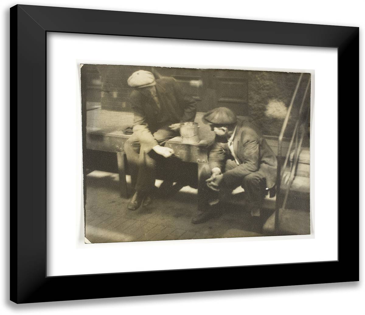 Untitled (Seated Men) 23x20 Black Modern Wood Framed Art Print Poster by Grossman, Sid