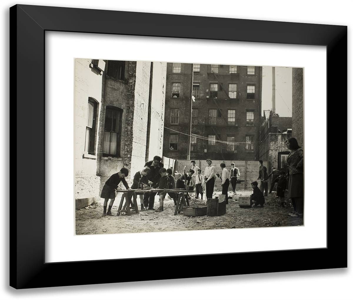 Untitled (Working in City Lot) 24x20 Black Modern Wood Framed Art Print Poster by Grossman, Sid