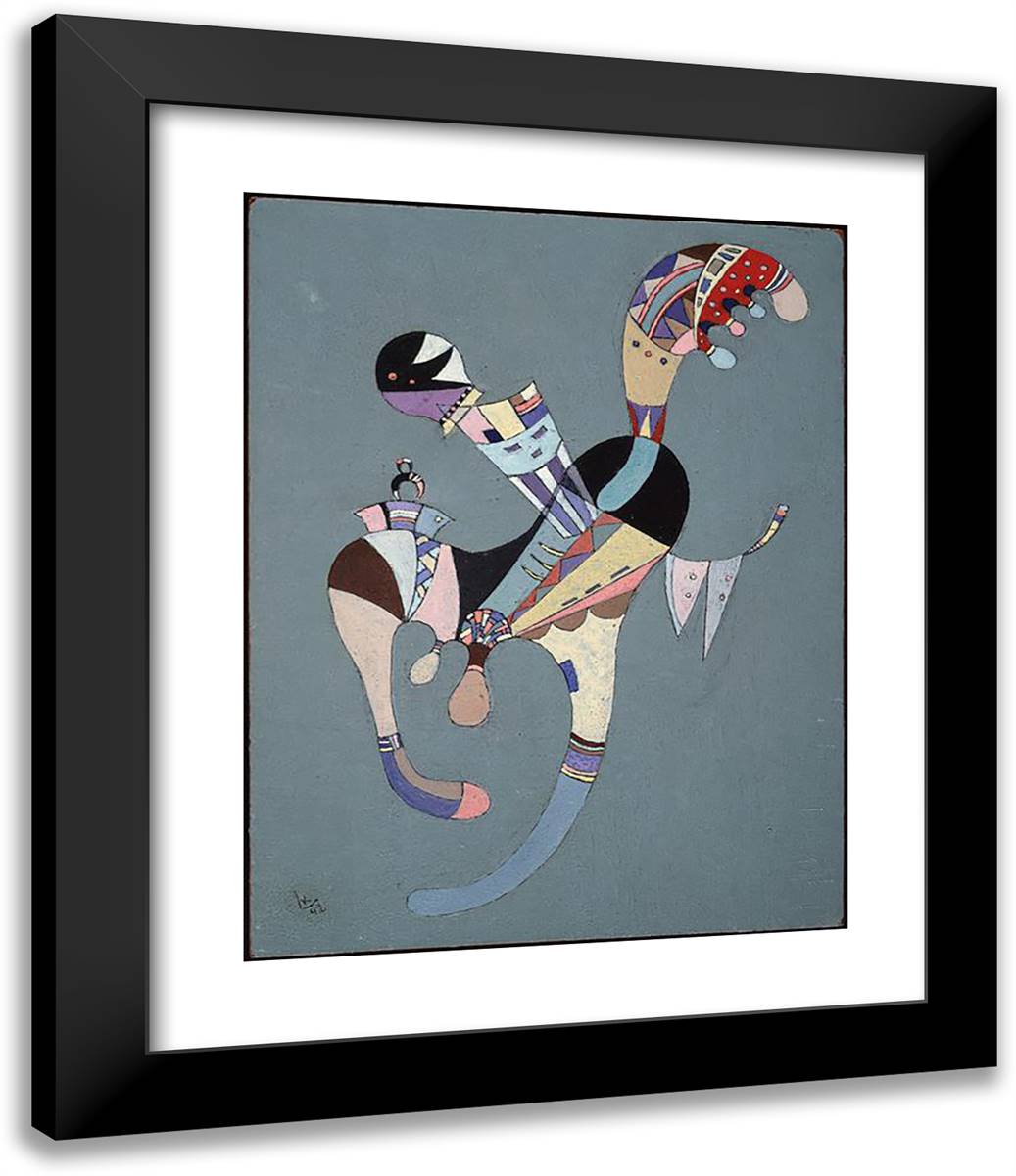 A Floating Figure 20x24 Black Modern Wood Framed Art Print Poster by Kandinsky, Wassily