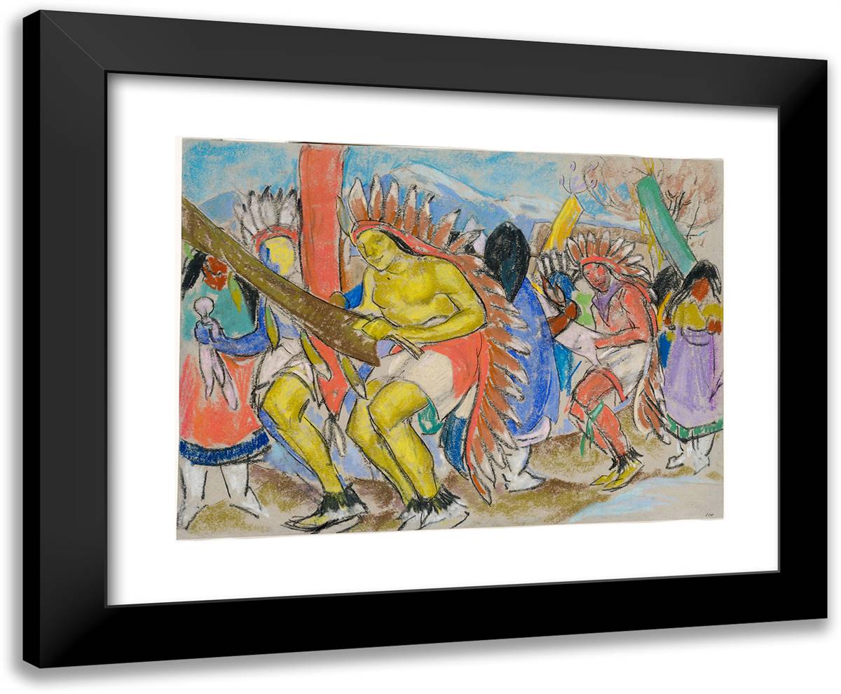 Comanche Dance, San Ildefonso 24x20 Black Modern Wood Framed Art Print Poster by Pen, William