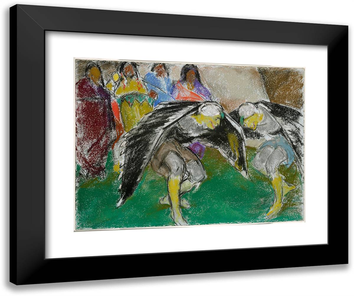 Eagle Dance, San Ildefonso 24x20 Black Modern Wood Framed Art Print Poster by Pen, William