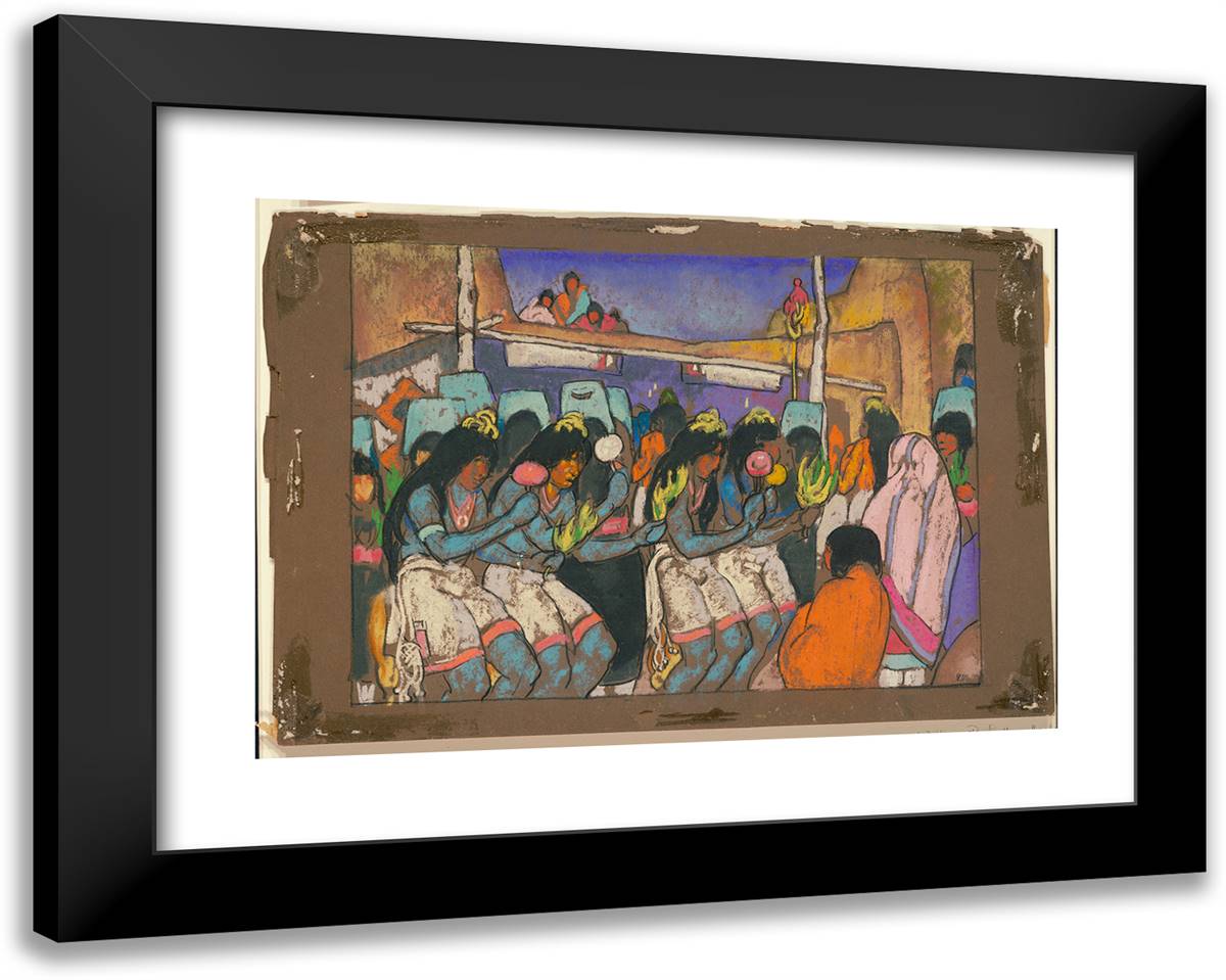 Harvest Dance at Jimenez 24x19 Black Modern Wood Framed Art Print Poster by Pen, William