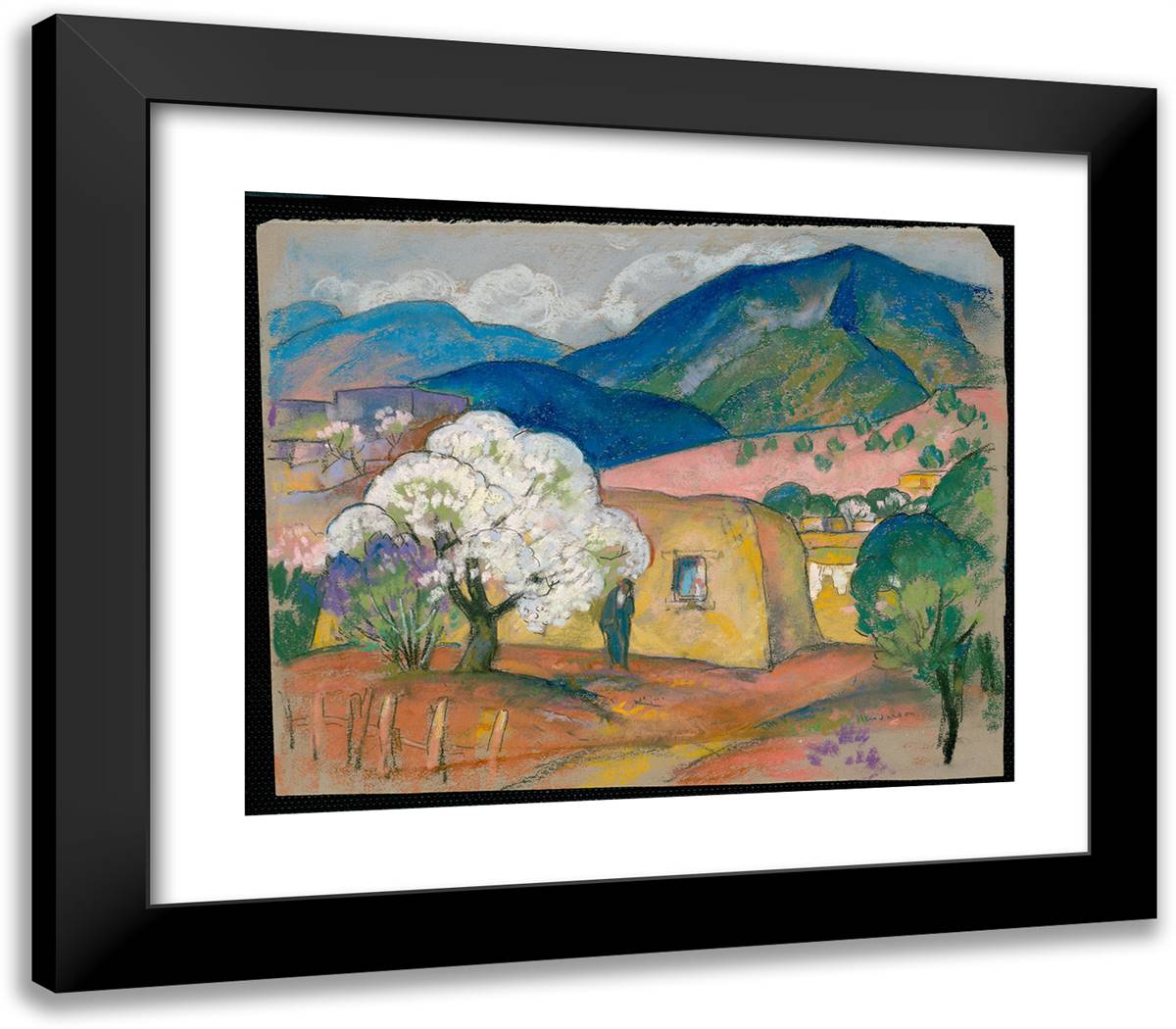 Spring, Casa Lucero 23x20 Black Modern Wood Framed Art Print Poster by Pen, William