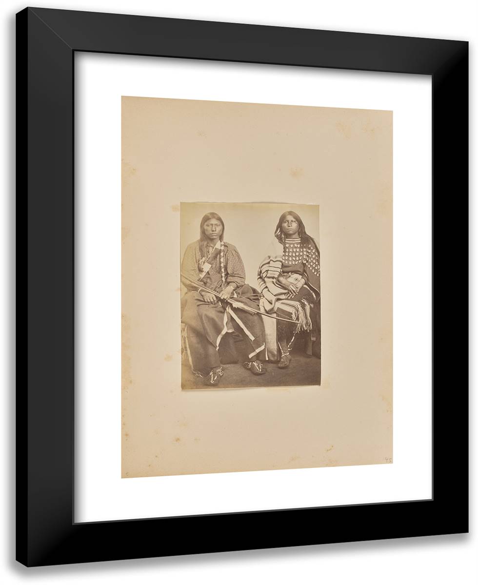Kiowa Brave (Eonah-Pah) and (Wife), the Daughter of Chief Sa 19x24 Black Modern Wood Framed Art Print Poster by Soule, William
