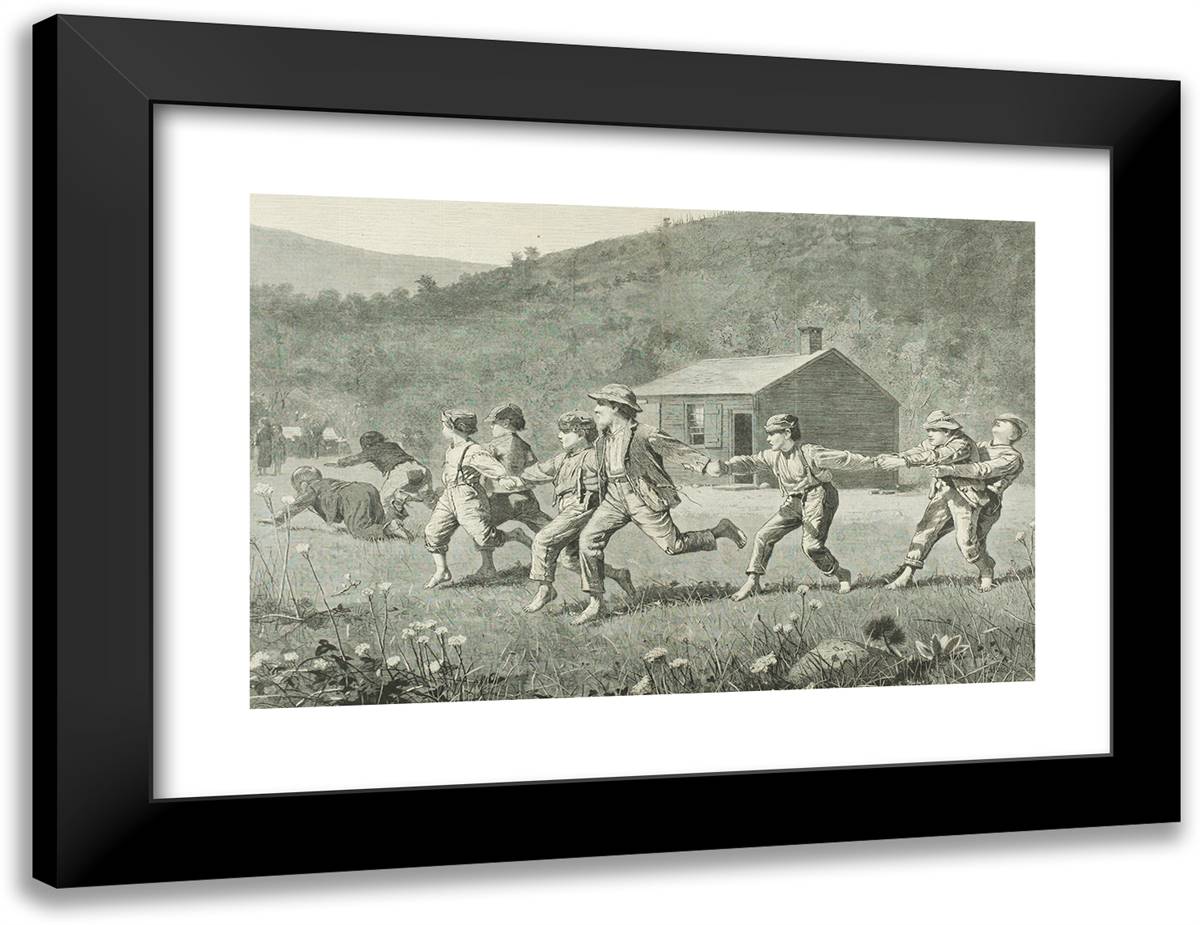 Snap-The-Whip 24x18 Black Modern Wood Framed Art Print Poster by Homer, Winslow