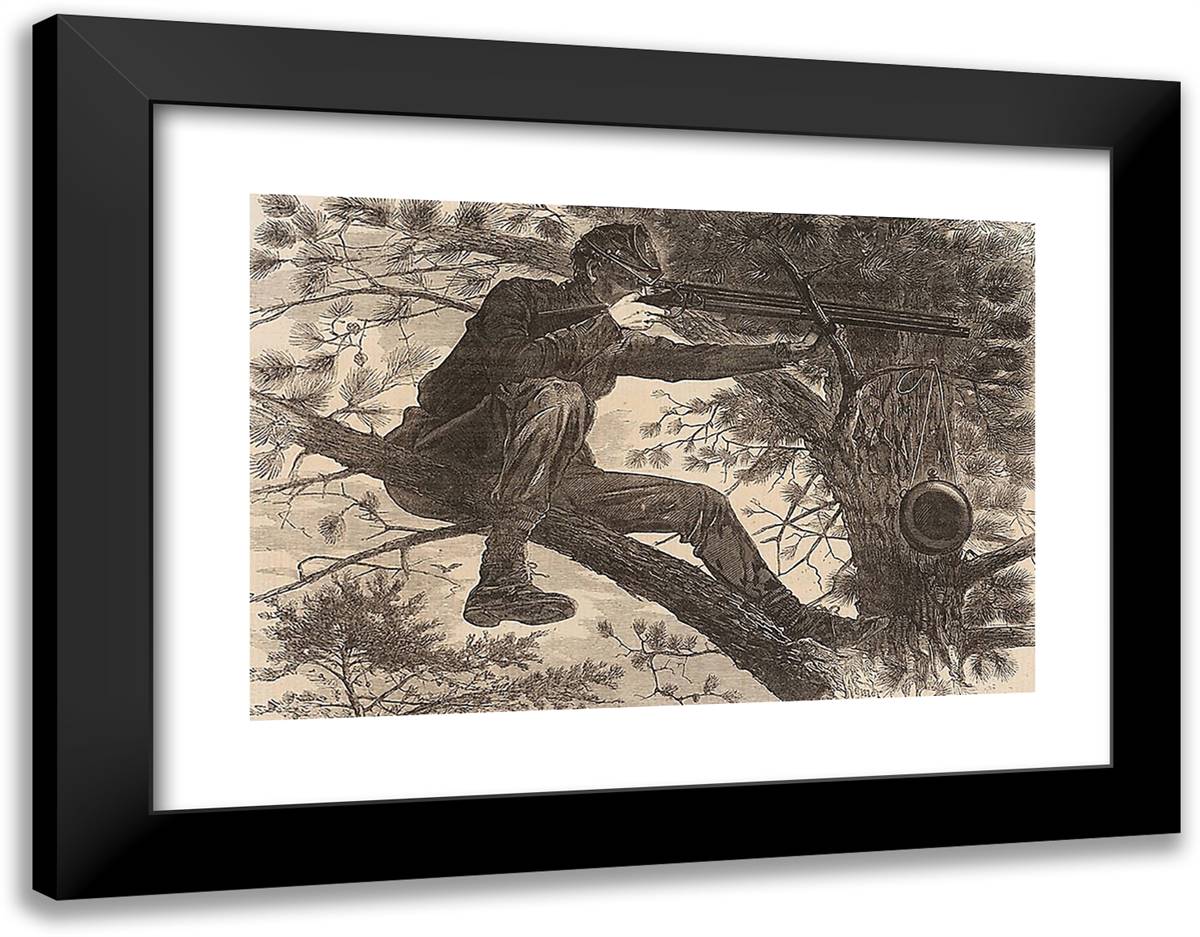 The Army of the Potomaca Sharp-Shooter on Picket Duty 24x19 Black Modern Wood Framed Art Print Poster by Homer, Winslow