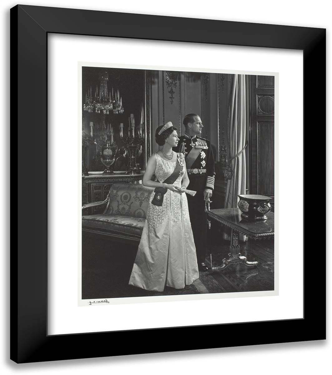 H.R.H. Queen Elizabeth II and H.R.H. Prince Philip 20x23 Black Modern Wood Framed Art Print Poster by Karsh, Yousuf