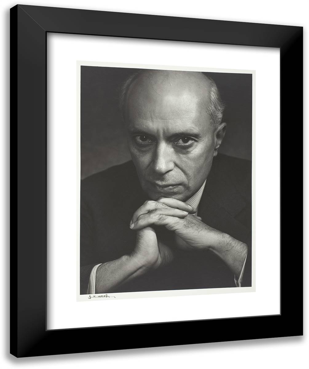 Jawaharlal Nehru 20x24 Black Modern Wood Framed Art Print Poster by Karsh, Yousuf