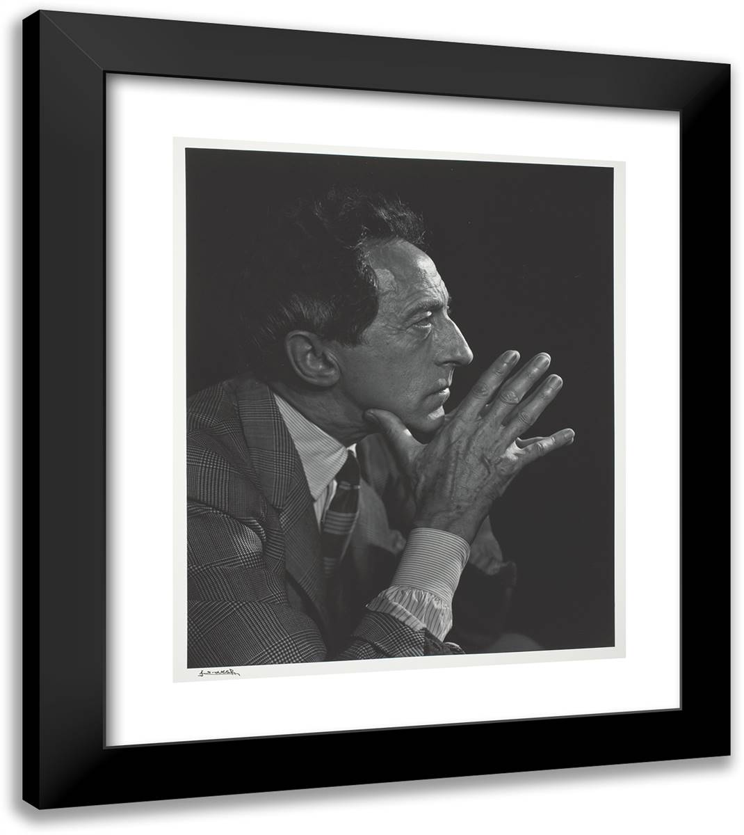 Jean Cocteau 20x23 Black Modern Wood Framed Art Print Poster by Karsh, Yousuf
