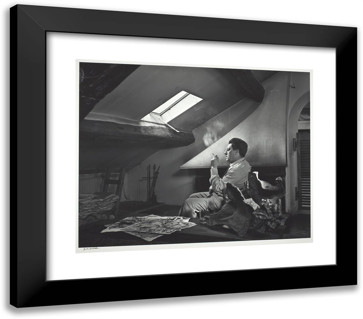 Jean-Paul Riopelle 23x20 Black Modern Wood Framed Art Print Poster by Karsh, Yousuf