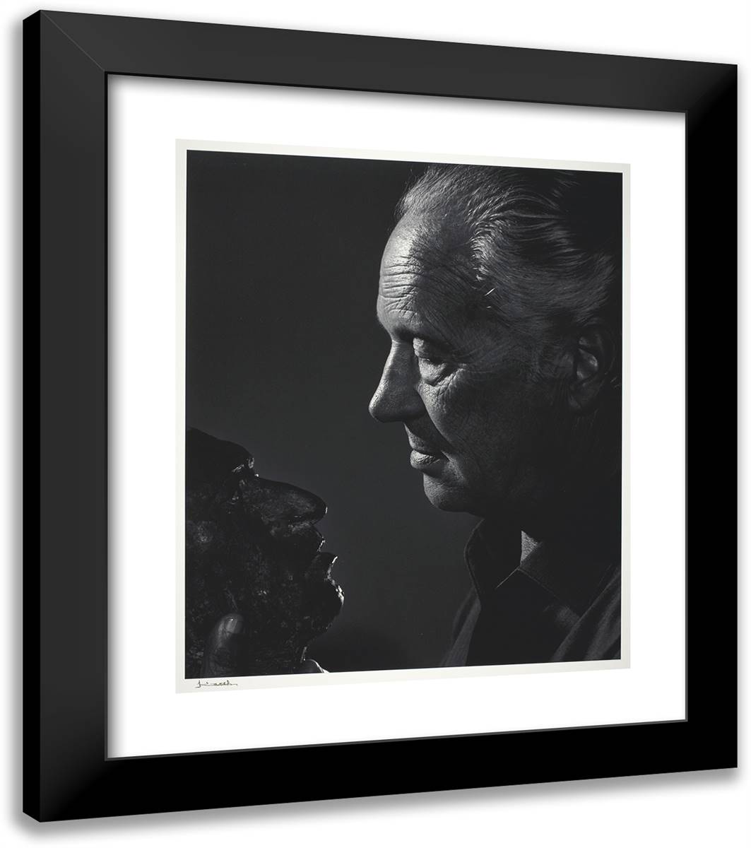 Marino Marini (With Bust of Stravinsky) 20x23 Black Modern Wood Framed Art Print Poster by Karsh, Yousuf