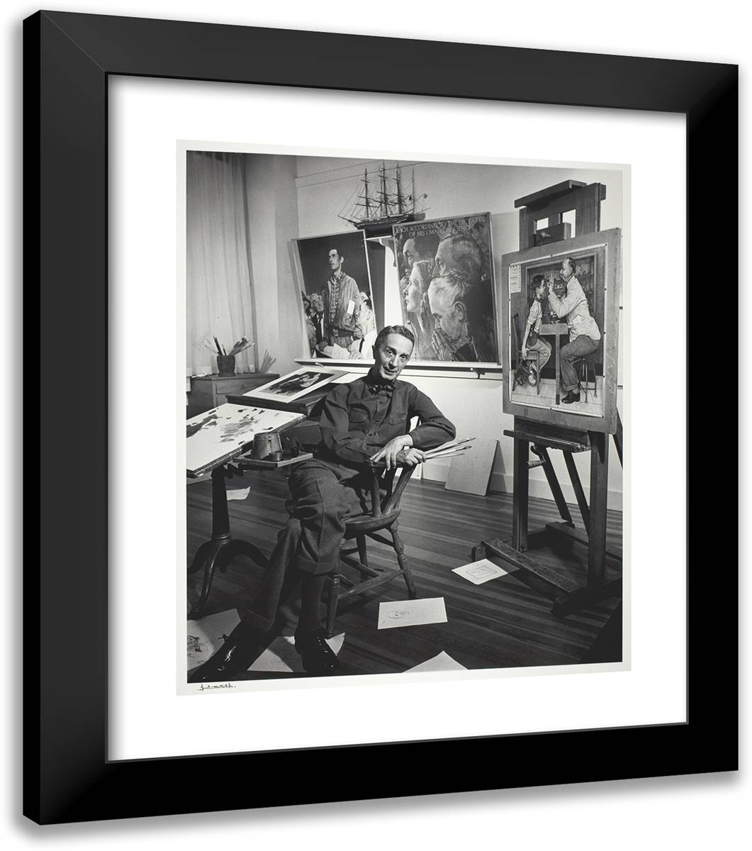 Norman Rockwell 20x23 Black Modern Wood Framed Art Print Poster by Karsh, Yousuf