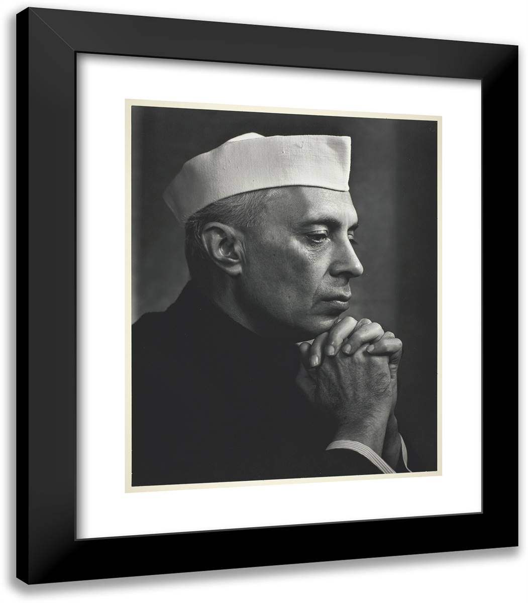Pandit Nehru 20x23 Black Modern Wood Framed Art Print Poster by Karsh, Yousuf