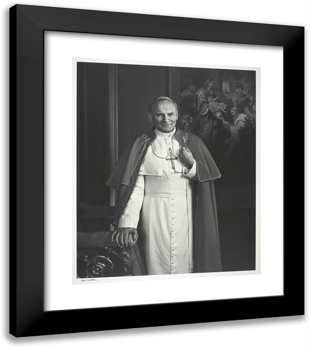 Pope John Paul II 20x23 Black Modern Wood Framed Art Print Poster by Karsh, Yousuf