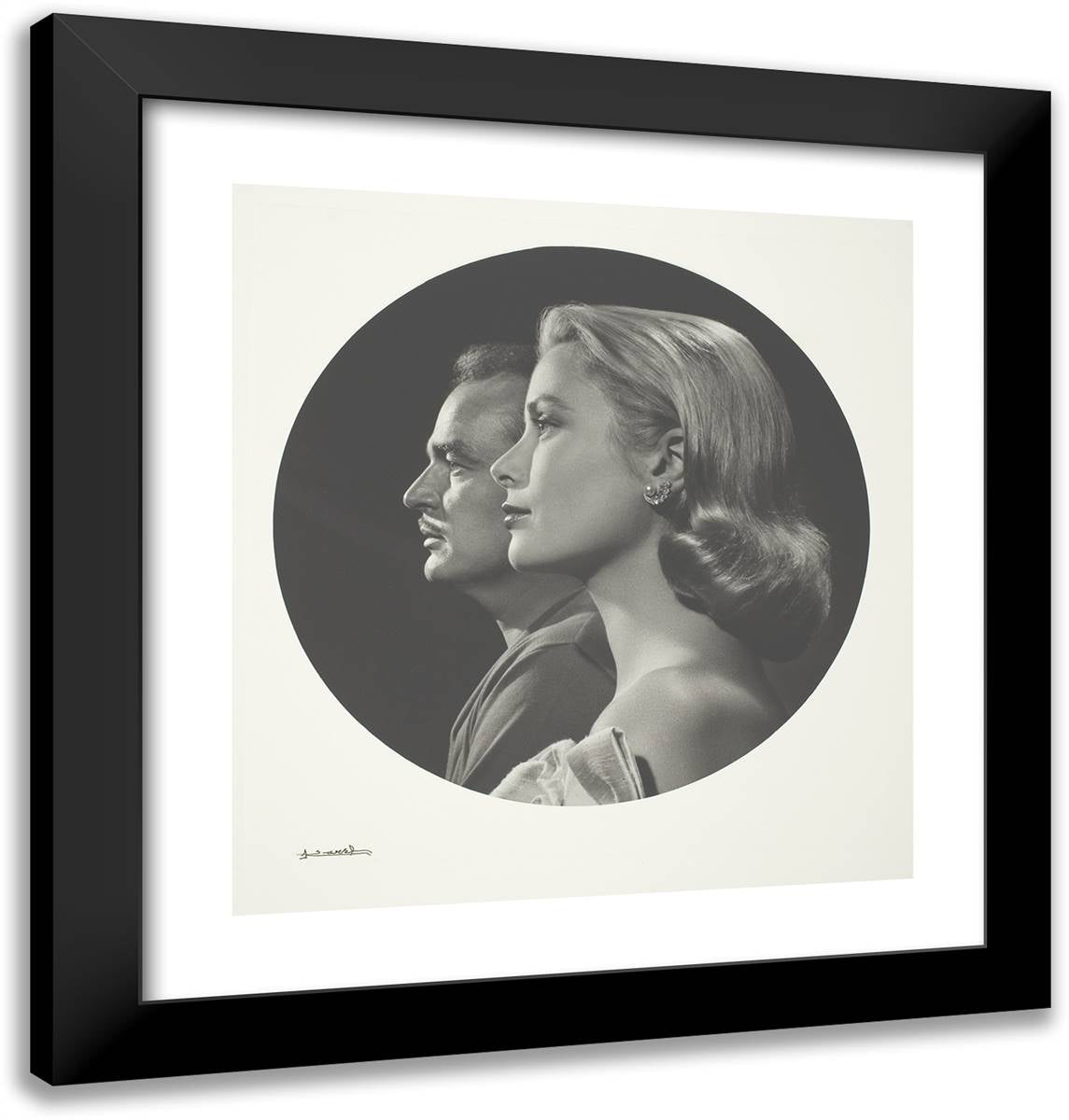 Prince Rainier and Princess Grace 20x21 Black Modern Wood Framed Art Print Poster by Karsh, Yousuf