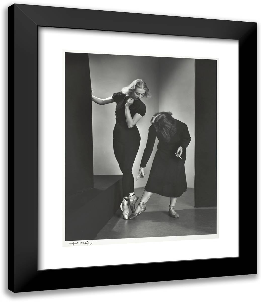 The Lesson (Solange Karsh and Betty Low) 20x23 Black Modern Wood Framed Art Print Poster by Karsh, Yousuf