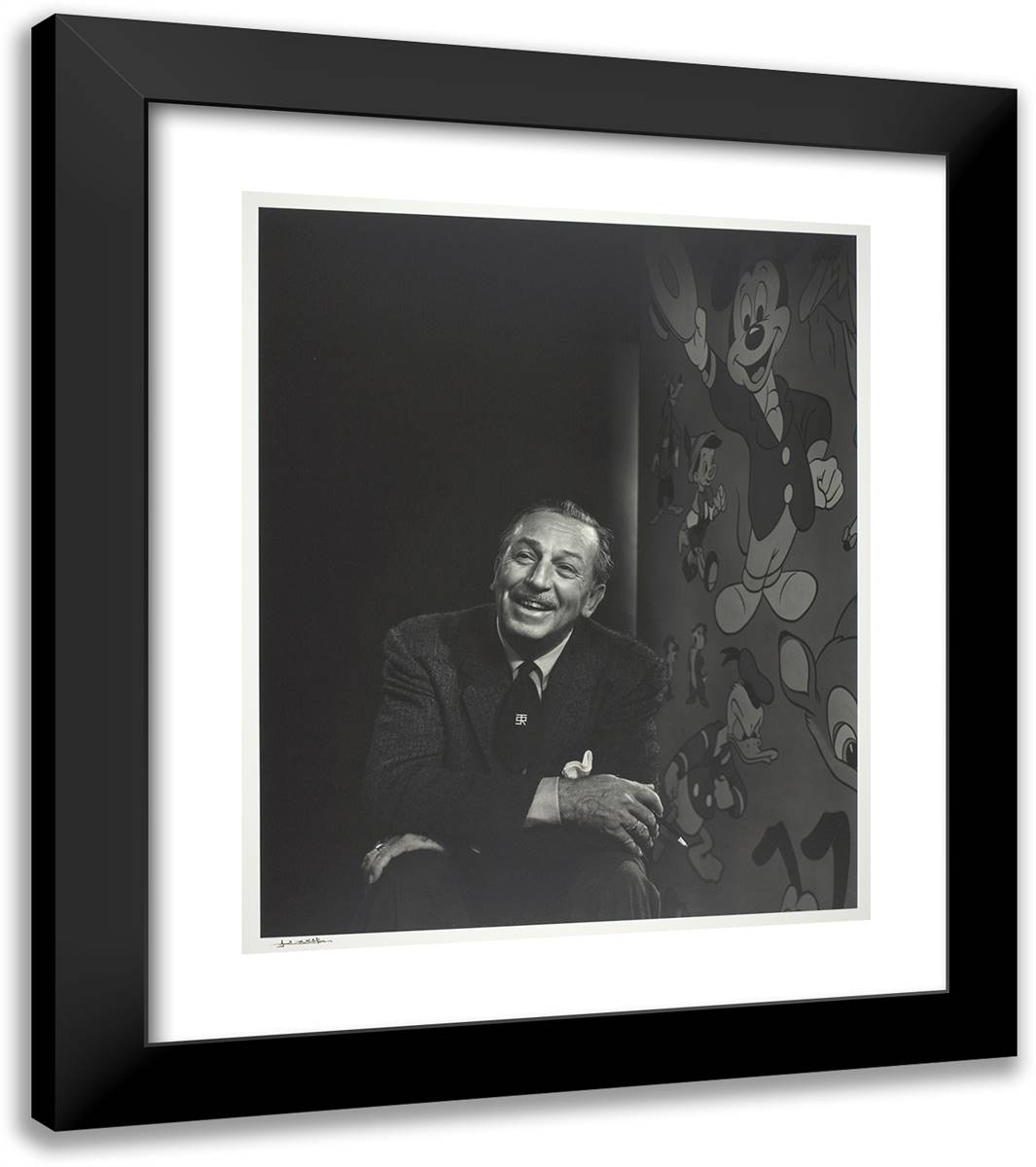 Walt Disney 20x23 Black Modern Wood Framed Art Print Poster by Karsh, Yousuf