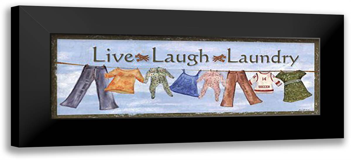 Live Laugh Laundry 22x10 Black Modern Wood Framed Art Print Poster by Pullen, Grace