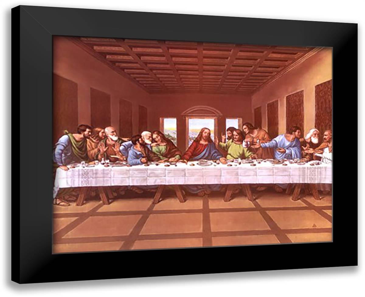 The Last Supper 32x26 Black Modern Wood Framed Art Print Poster by Tobey