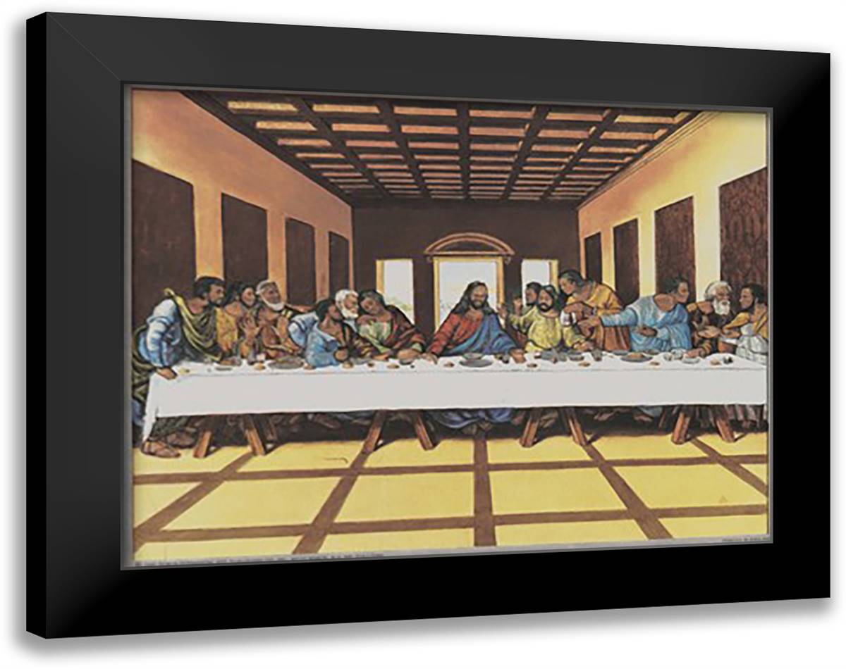 Black Last Supper 12x10 Black Modern Wood Framed Art Print Poster by Tobey