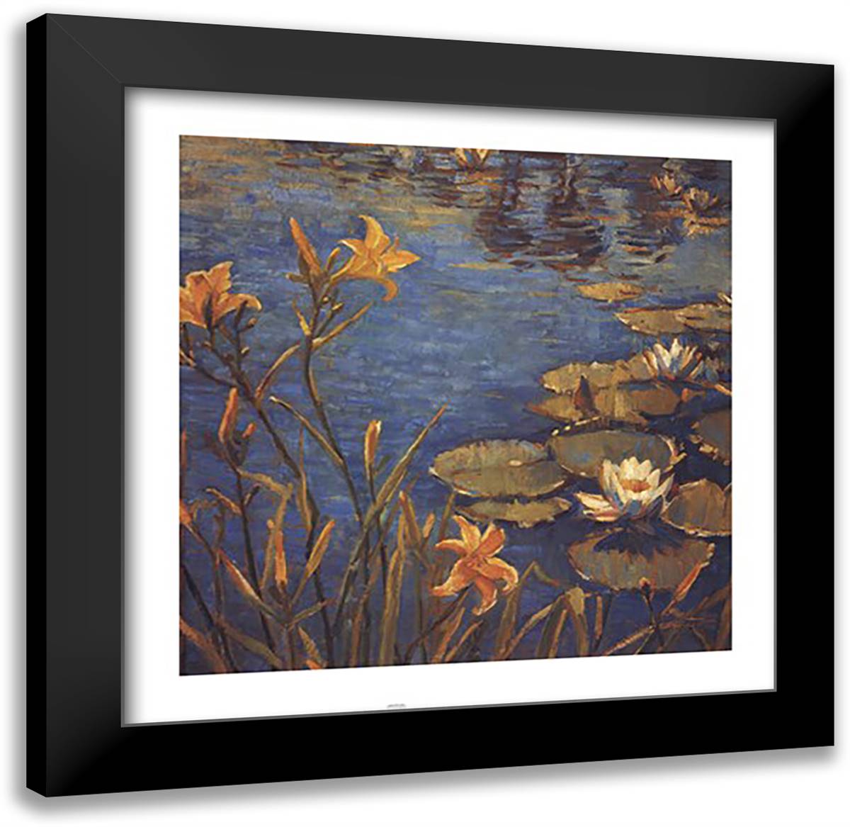 Tiger Lilies 28x28 Black Modern Wood Framed Art Print Poster by Schuster, Donna