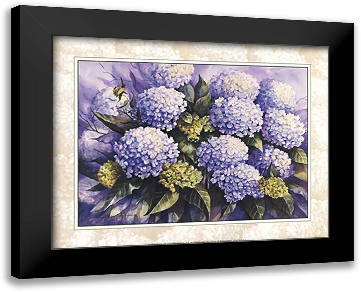 Blue Hydrangea 18x15 Black Modern Wood Framed Art Print Poster by Sibley, Peggy