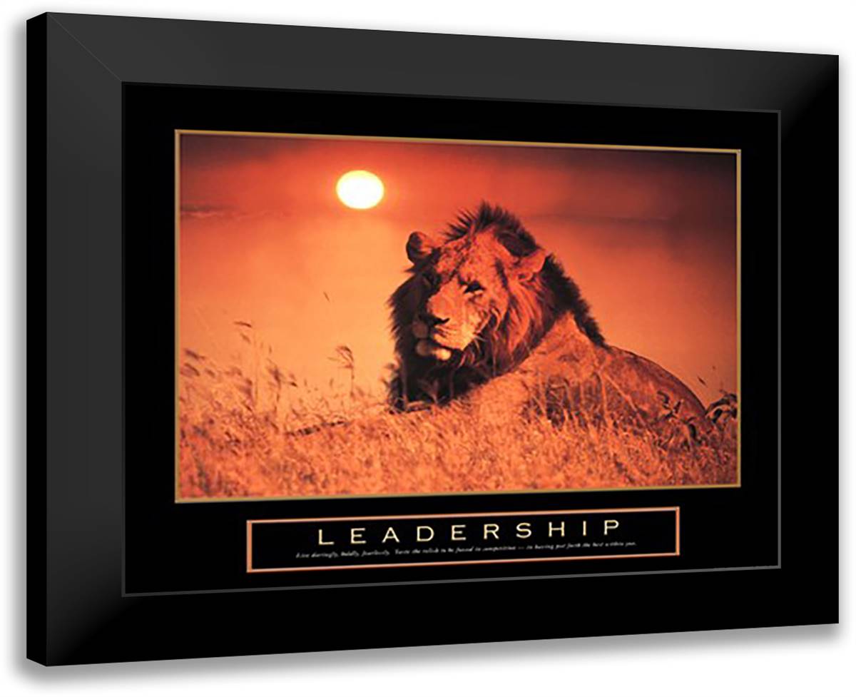 Leadership-Lion 32x26 Black Modern Wood Framed Art Print Poster