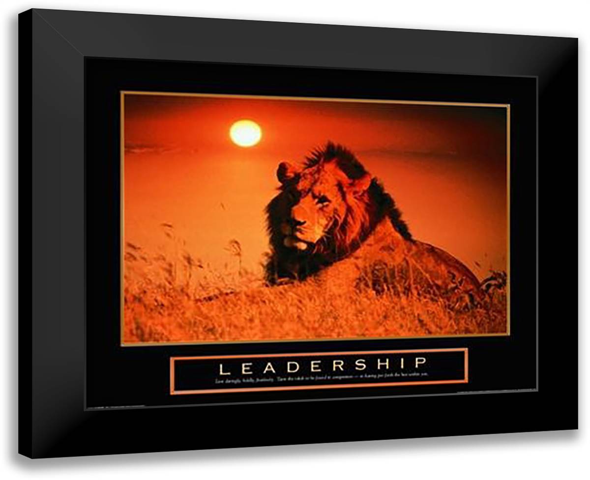 Leadership-Lion 14x12 Black Modern Wood Framed Art Print Poster