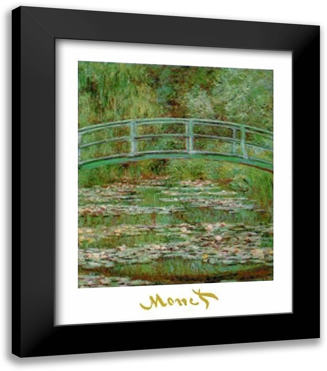 Water-Lily Pond and the Japanis Bridge 28x35 Black Modern Wood Framed Art Print Poster by Monet, Claude