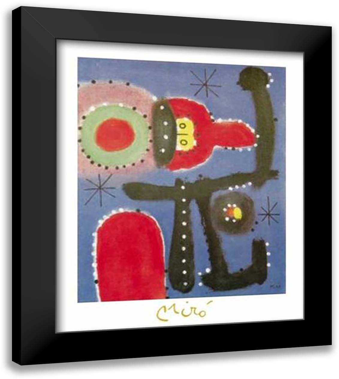 Peinture 28x35 Black Modern Wood Framed Art Print Poster by Miro, Joan