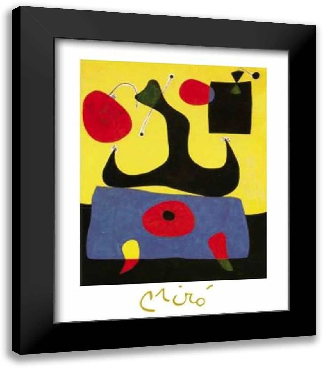 Femme Assise 28x35 Black Modern Wood Framed Art Print Poster by Miro, Joan