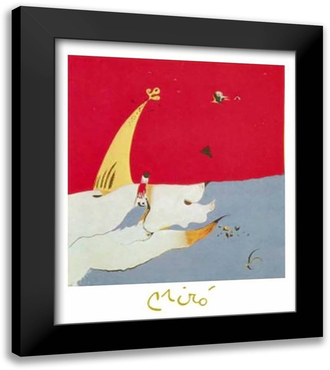 Paysage, 1924-25 28x35 Black Modern Wood Framed Art Print Poster by Miro, Joan