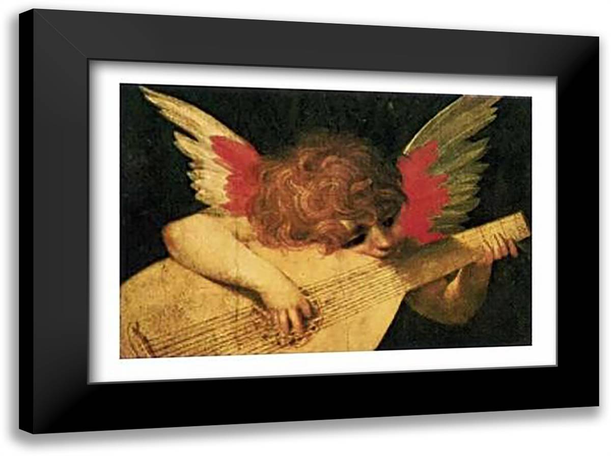 Musician Angel 32x24 Black Modern Wood Framed Art Print Poster by Fiorentino, Rosso