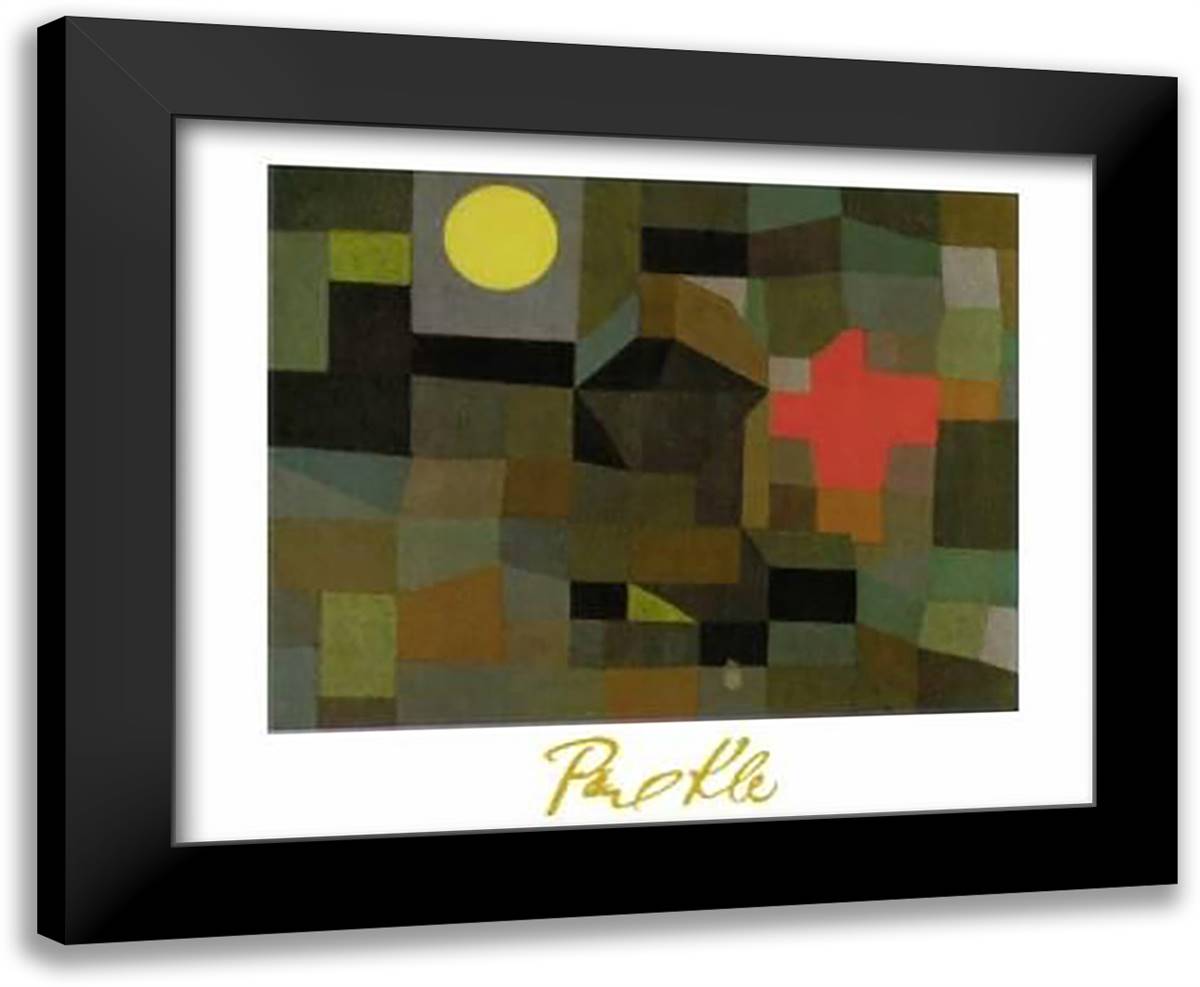 Incendio Sotto La Luna Piena 35x28 Black Modern Wood Framed Art Print Poster by Klee, Paul