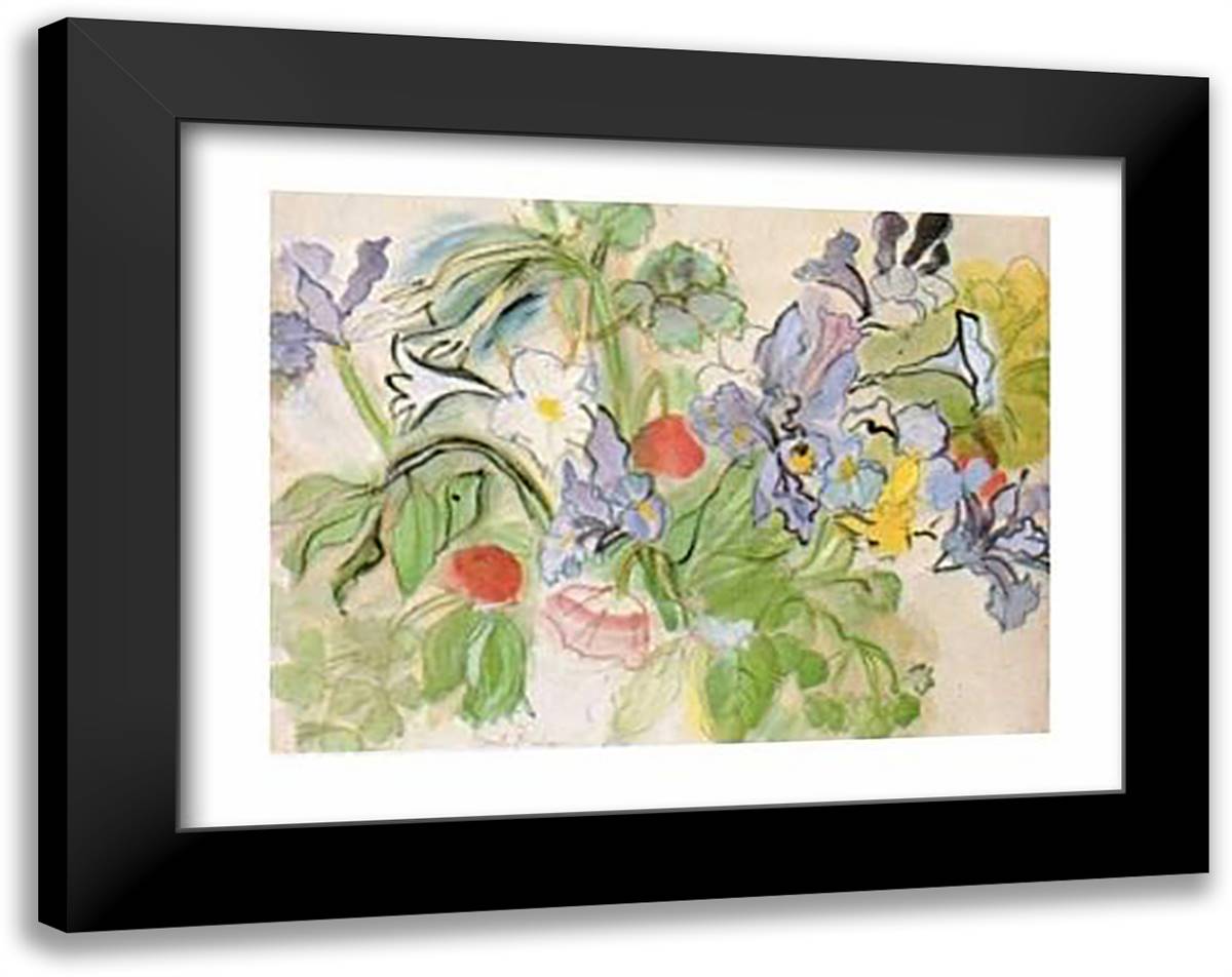 Coquelicots Et Iris, 1948 35x28 Black Modern Wood Framed Art Print Poster by Dufy, Raoul