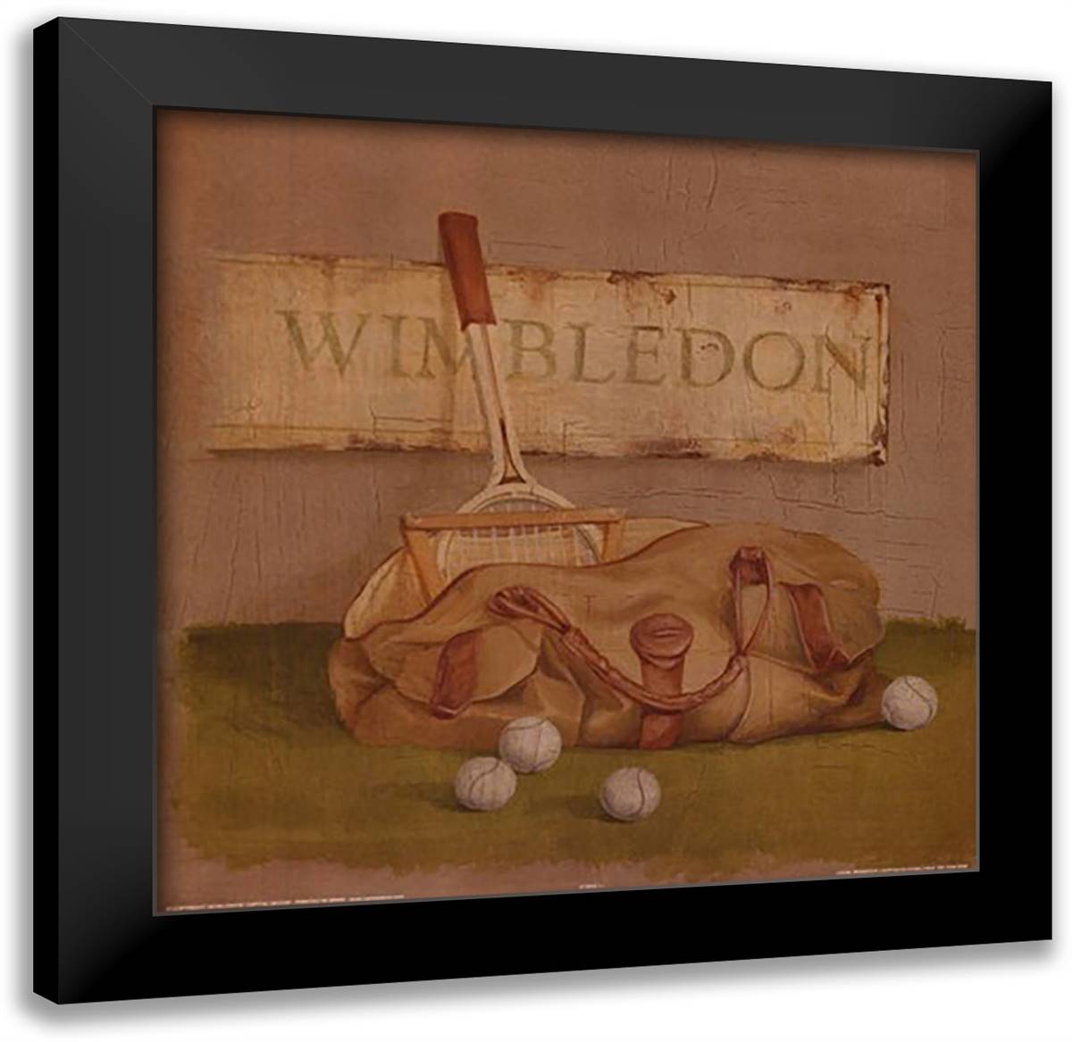 Wimbledon Tennis Bag 13x13 Black Modern Wood Framed Art Print Poster by Simone, Lucciano