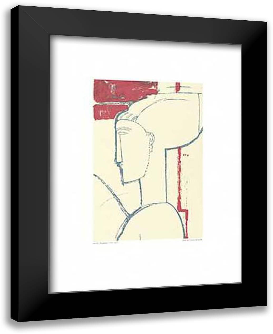 Head and Bust in Profile 24x32 Black Modern Wood Framed Art Print Poster by Modigliani, Amedeo