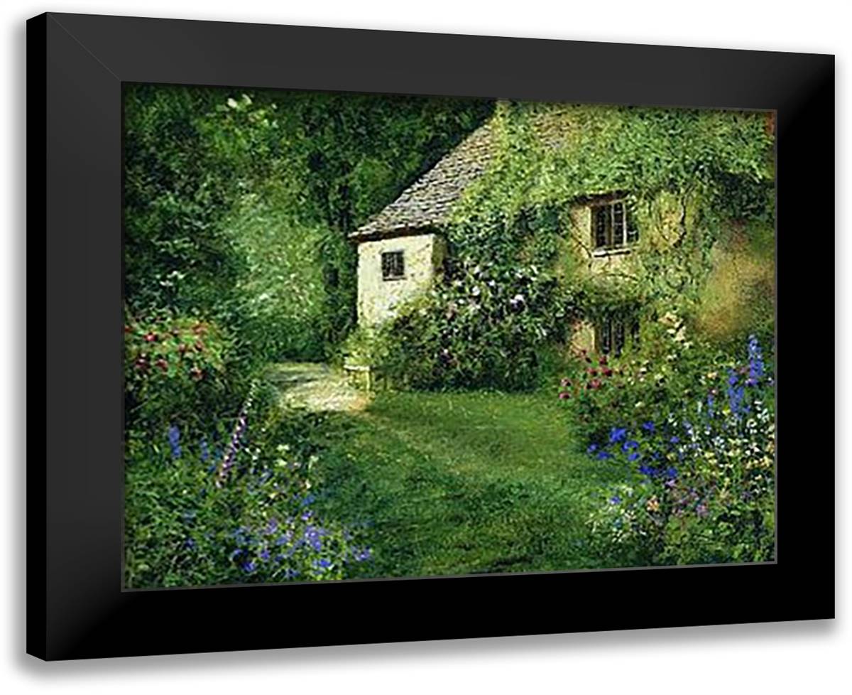 English Cottage 18x15 Black Modern Wood Framed Art Print Poster by Warwick, Dwayne