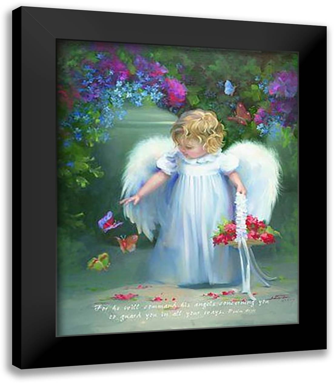 Baby Angel X W/Verse 15x18 Black Modern Wood Framed Art Print Poster by Birkenstock, Joyce