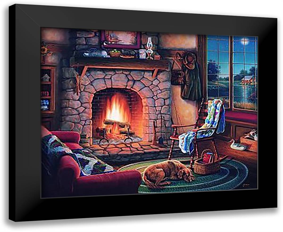 Cozy Cabin-Small 24x20 Black Modern Wood Framed Art Print Poster by Gibson, Judith