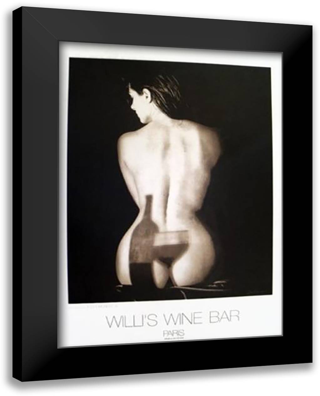 Willi's Wine Bar - Paris 28x40 Black Modern Wood Framed Art Print Poster by Hanabusa, Lyu