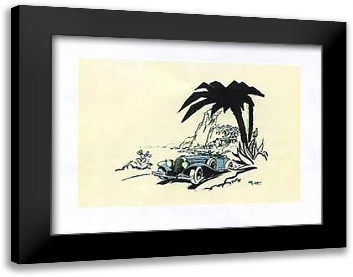 Rallye Mc-Le Palmier 20x16 Black Modern Wood Framed Art Print Poster by Ham, George