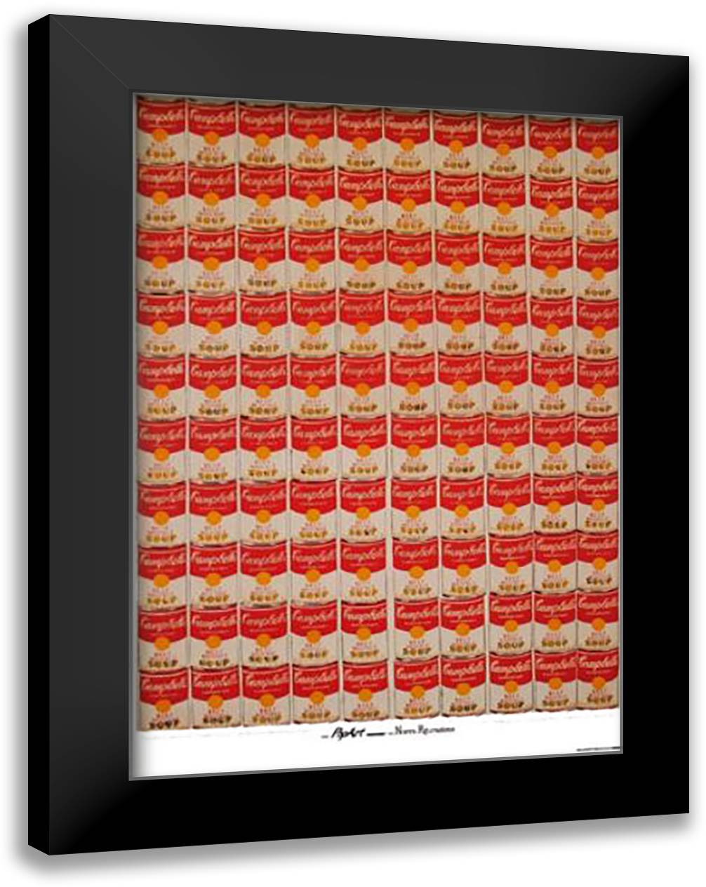 100 Campbells Soup Cans 22x31 Black Modern Wood Framed Art Print Poster by Warhol, Andy