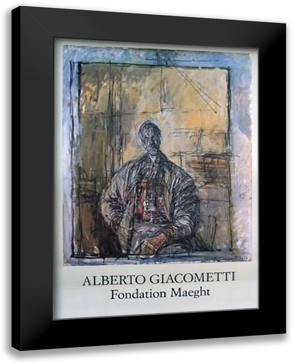 Diego a la Chemise Ecossaise 28x40 Black Modern Wood Framed Art Print Poster by Giacometti, Alberto
